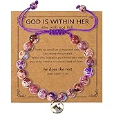 Mikovivi Purple Move Mountains Mustard Seed Bracelet, Christian Gifts for Women Faith Handmade Stone Bracelet Inspirational Religious Catholic Christian Easter Christmas Birthday Confirmation Jewelry
