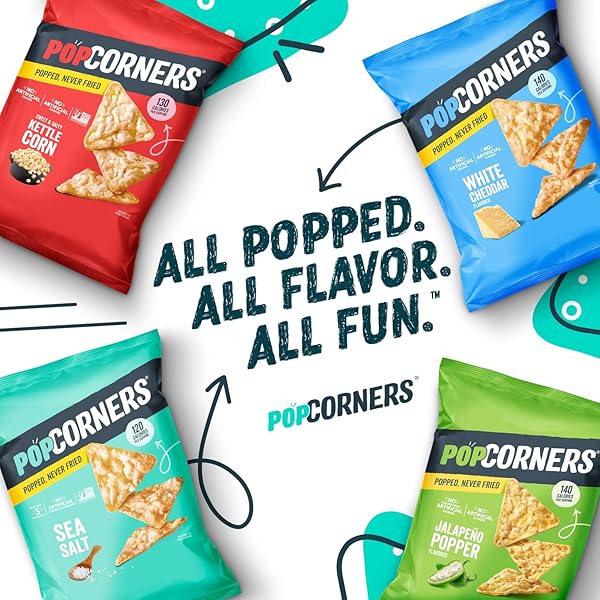 POPCORNERS POPPED CORN CHIPS, 7 FLAVOR VARIETY SNACK PACK, 1 OZ BAGS, (20 PACK), GLUTEN FREE, NO ARTIFICIAL COLORS, NO ARTIFICIAL FLAVORS
