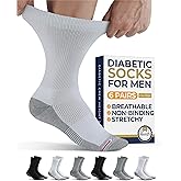 Pembrook Diabetic Socks for Men - 6 Pairs Crew Diabetic Neuropathy Socks for Men | Non Binding
