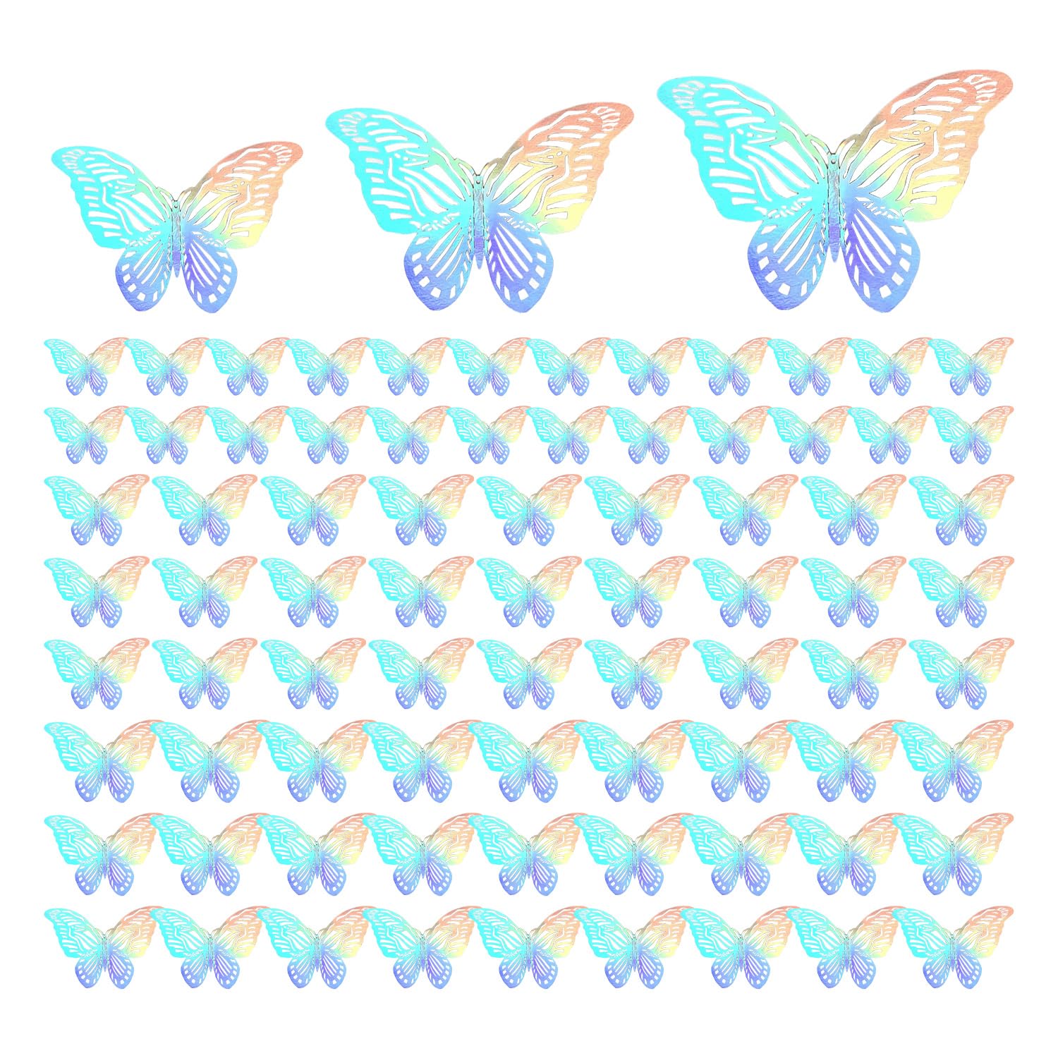 FFDHWU 72 Three-Dimensional Decorative Butterflies, 3D Butterflies On The Wall, Butterfly Wall Decorations, Colorful Butterflies, Butterfly Party Decorations