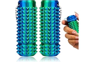 XIAWALANGZHUO 2 Pcs Little Ouchies Pain Fidget, Rotate Pain Stim Fidget Toys for Adults to Stress Relief, 3D Printed Spiky Grippie Stim Keychain Anxiety Relief (Blue Green)