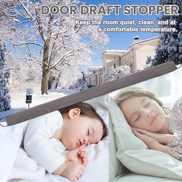 GISAFAI 2 PCS 72 INCH LONG DOOR DRAFT STOPPER UNDER DOOR DRAFT STOPPER NOISE WIND BLOCKER FOR HOME BALCONY OFFICE (GREY, REGULAR STYLES)