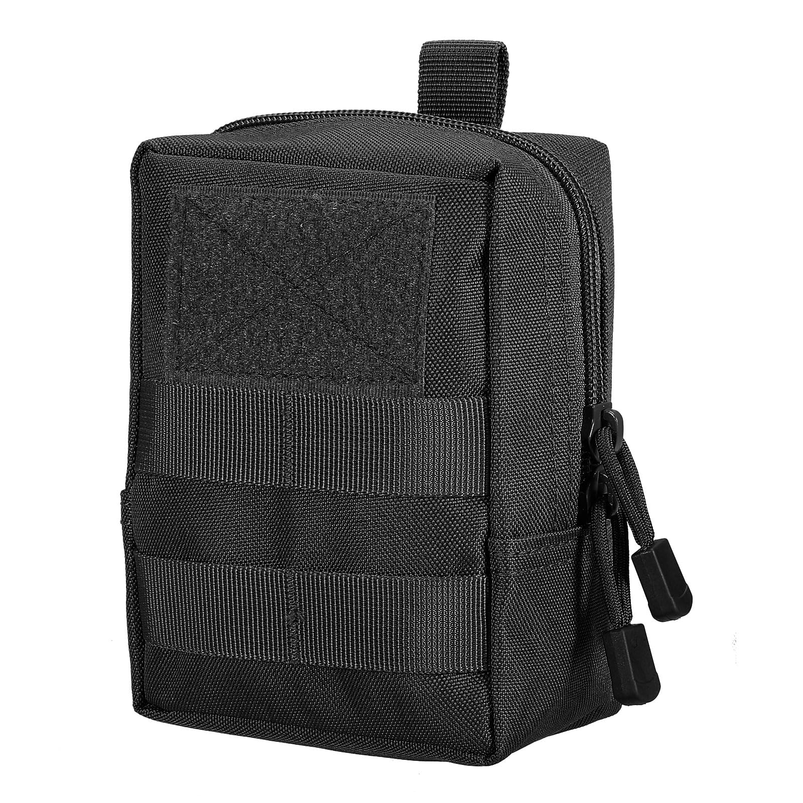 PATIKIL 15x11x6cm Dump Pouch, Folding Dump Waist Bag Roll-Up Drawstring Utility Tool Storage Pack Backpack Accessories Shooting Climbing Outdoor Sports Bag, Black