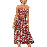 Angashion Women's Floral Crop Top Maxi Skirts Set 2 Piece Outfit Dress
