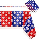 3 Pieces Baseball Tablecloth Baseball Party Decorations Disposable Baseball Table Covers Plastic Baseball Birthday Party Supplies Decorations for Baseball Event Party, 51.2 x 86.6 Inches