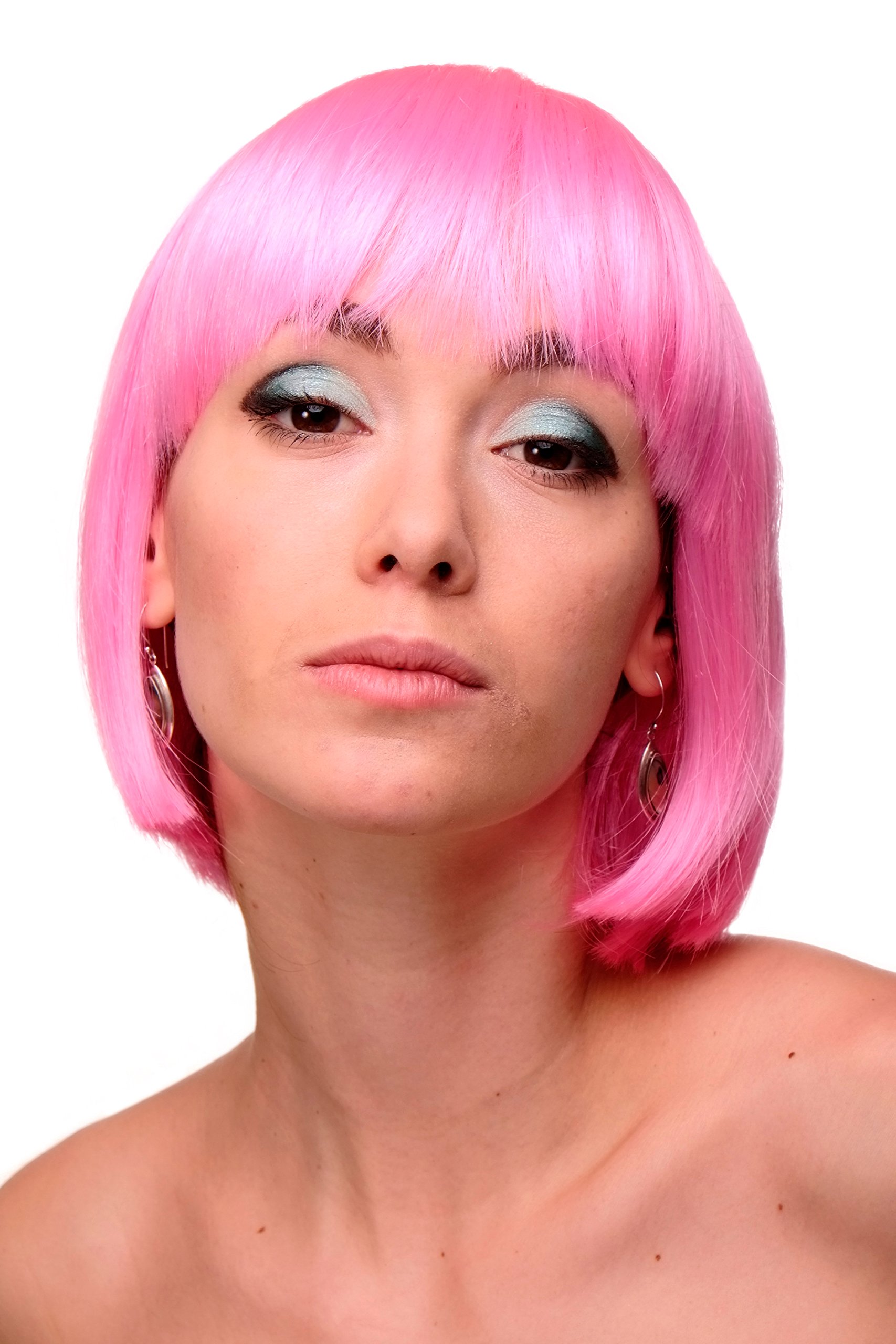 WIG ME UP GFW248F-227 Lady Quality Wig Cosplay short bob fringe bangs pink straight disco glam 10inch