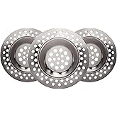 Sink Strainer 2.85 Inch - Bathroom & Kitchen Sink Drain Strainer - Tub Drain Hair & Food Catcher for Kitchen Sink and Bathtub, Stainless Steel, Pack of 3