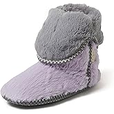 Dearfoams womens Fuzzy Memory Foam Beth Bedroom Bootie Slipper Sock With Grippers