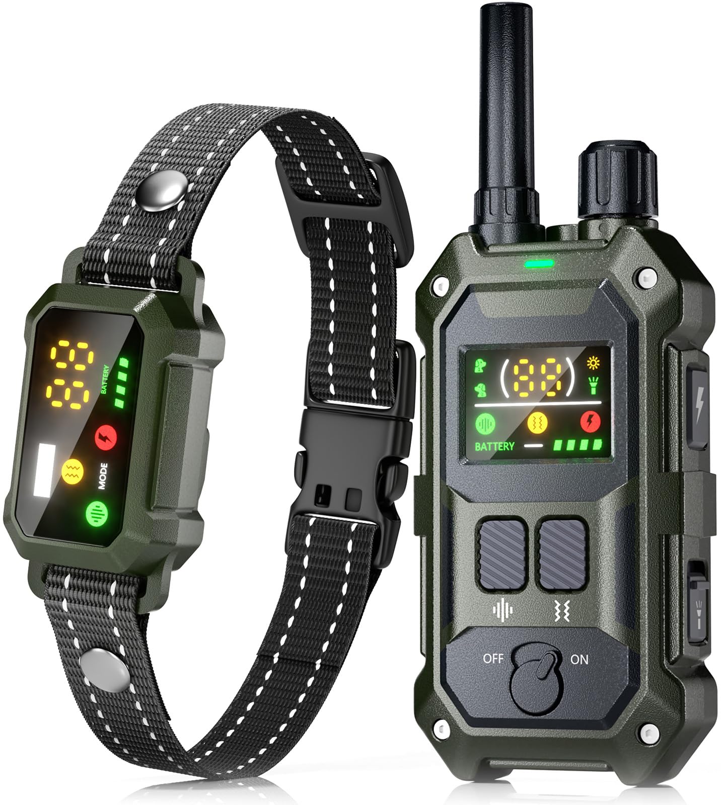 Photo 1 of BLACKDOG Military Dog Shock Collar - 4200ft Dog Training Collar with Remote, 4 Training Modes, Flashlight & Strobe, 3-Month Battery, IP67 Waterproof Dog E Collar for All Breeds 5-150lbs (Army Green)