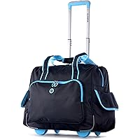 Olympia Deluxe Fashion Rolling Overnighter, Black/Blue, One Size