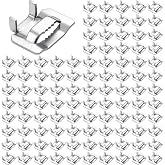 100 Pcs Banding Clips 304 Stainless Steel Ear-lokt Buckle, 3/4 Inch | Metal Clamp for Metal Straps, Banding Rust Toothed Design, Secure Pipe Clamp for Pipes Timbers Cablesduty