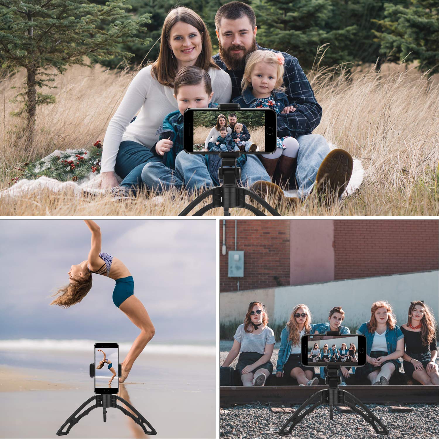 Sunvook Bluetooth Selfie Stick Tripod, Cell Phone Tripod, Camera Tripod, Mini lightweight Travel Tripod with Bluetooth Remote 2 in 1 Pistol Grip Suitable for IOS Andriod Phones iPhone Samsung etc