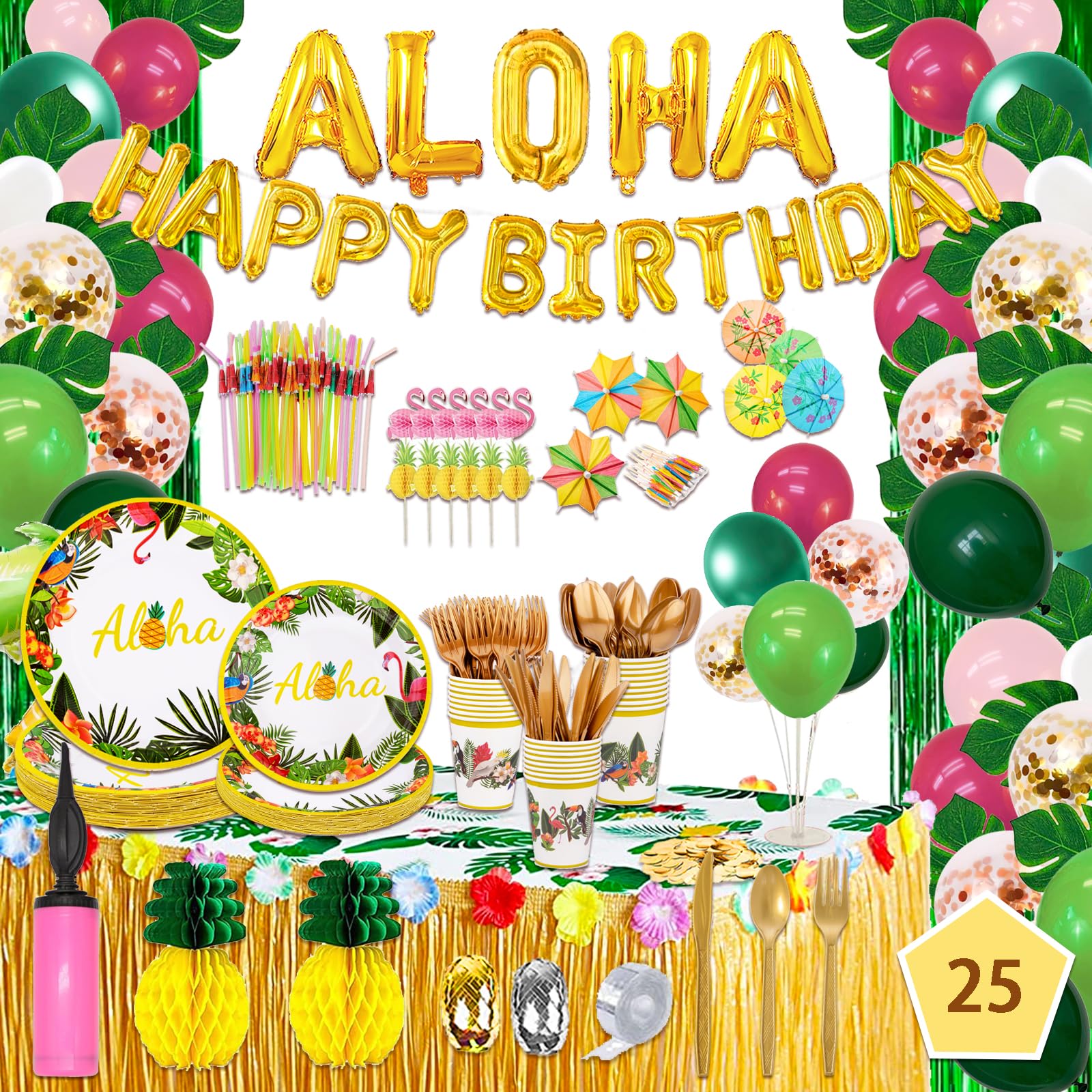 323 Luau Party Decorations, Hawaiian Party Decorations Kit For Adults - 