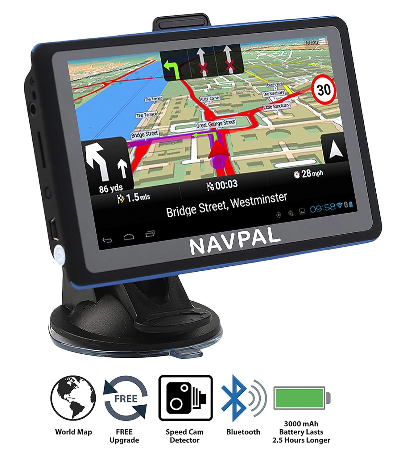 SLIMLINE SAT NAV GPS Navigation, 5 Inch +2020 UK EUROPE +FREE Updates