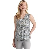 Jones New York Women's Sleeveless V-Neck Printed Jersey Top