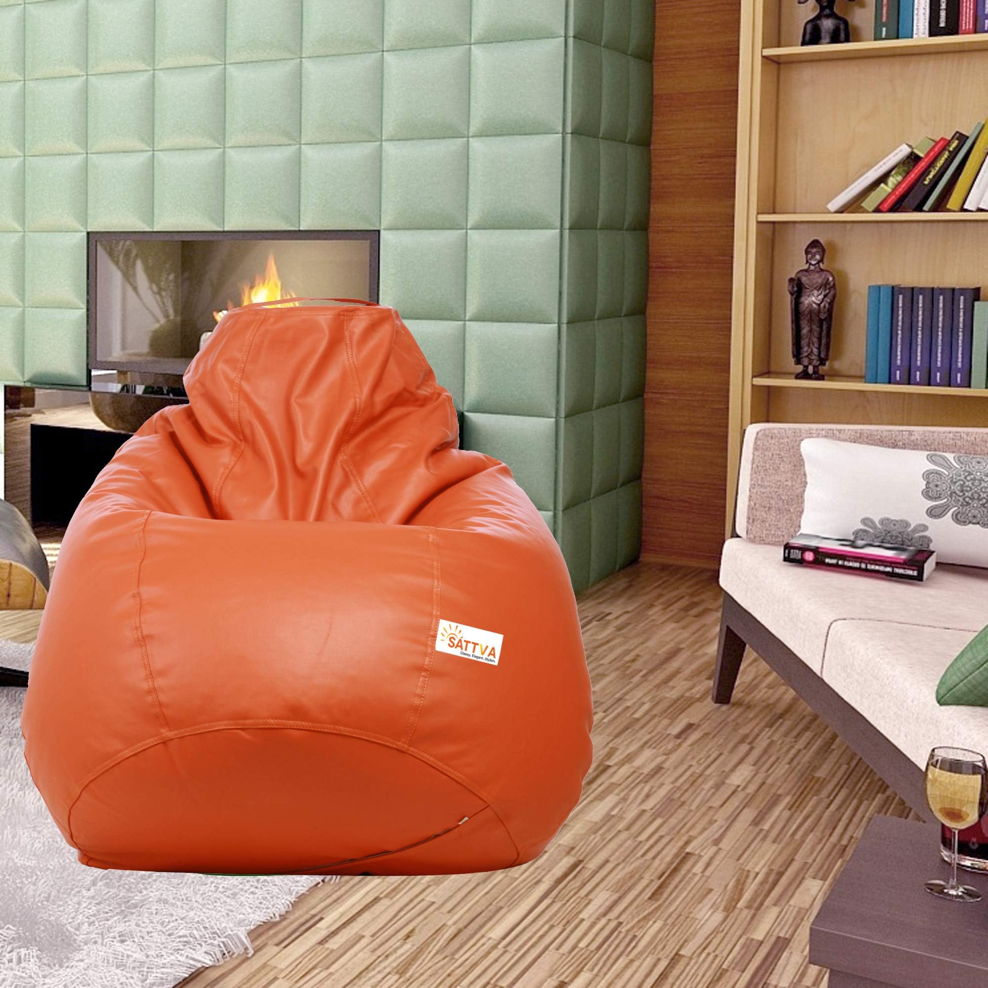 Sattva Classic XL Bean Bag Filled with Beans - Orange