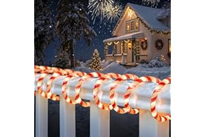 Jnaurb Christmas Candy Cane Lights, 33ft 240 LED Connectable & Flexible White & Red Candy Cane Rope Lights for Outside, 8 Modes Waterproof LED Christmas Light for Garden Patio Tree Holiday Party Decor