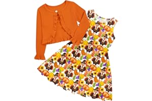GOODSTOWORLD Toddler Girl Sleeveless Dresses and Long Sleeve Ruffle Cardigan 2 Piece Fall Outfits for 2-8T