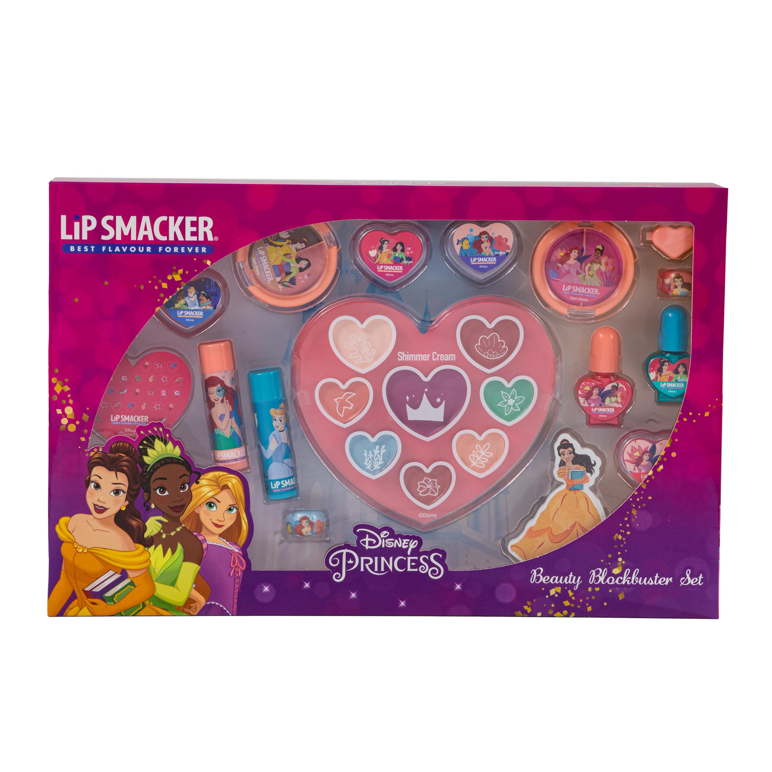 Lip Smacker Disney Princess Blockbuster Set, All-in-One Makeup Giftset with Lip Balms, Lip Glosses, Shimmer Creams and Nail Polishes for your Kids' Princess Look, Hair and Makeup Accessories Included — image 1