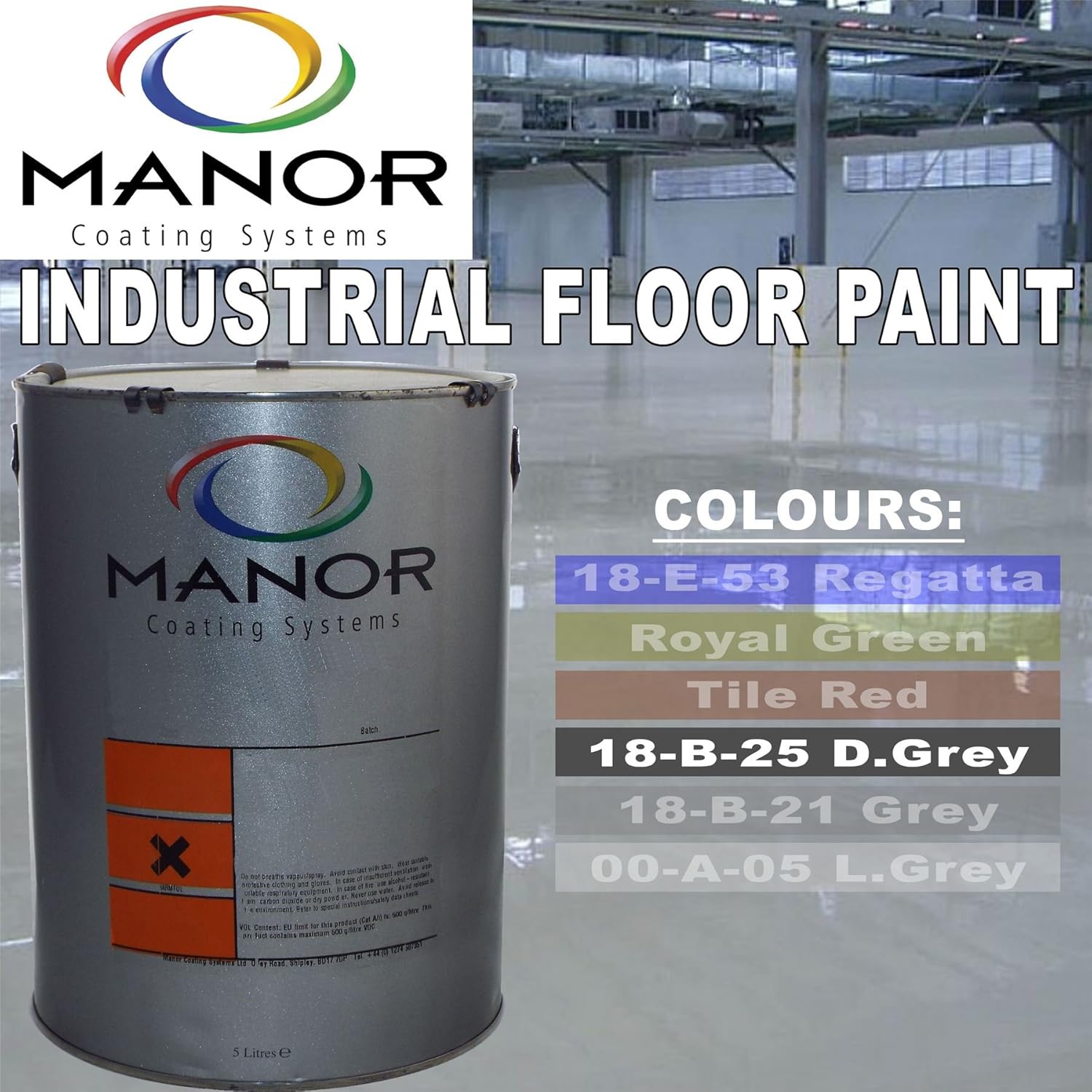 Manor Coatings (DARK GREY) 18B25 MERLIN 5 Litre Professional Concrete