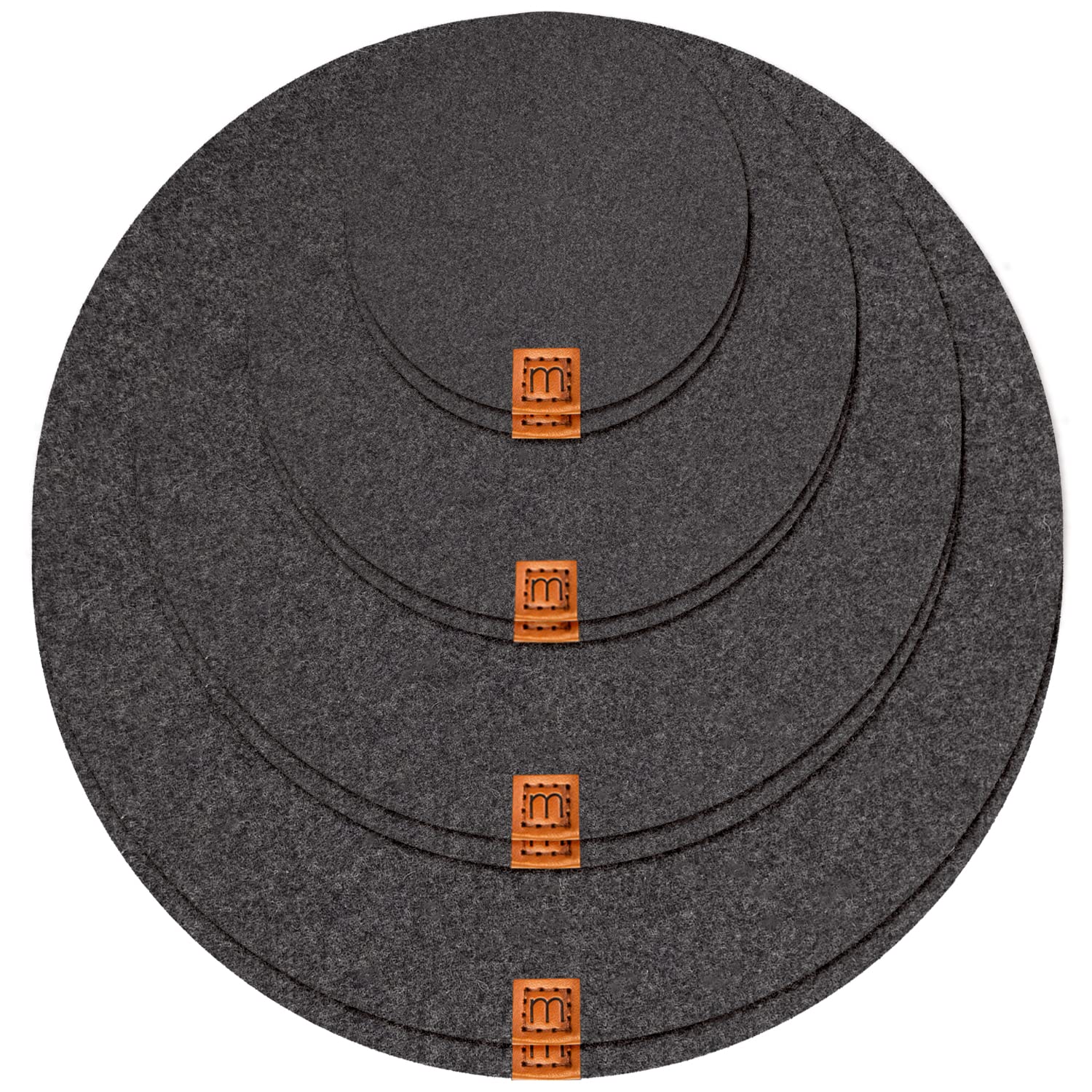 MIQIO Felt Coasters Round - Set of 8, Various Sizes (4/6/7.9/9.8 in), Light Grey & Dark Grey, Premium Table Coasters