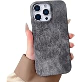 Caseative for iPhone 16 Case, Grey | Denim Jeans Fabric Magnetic Compatible with MagSafe Wireless Charging