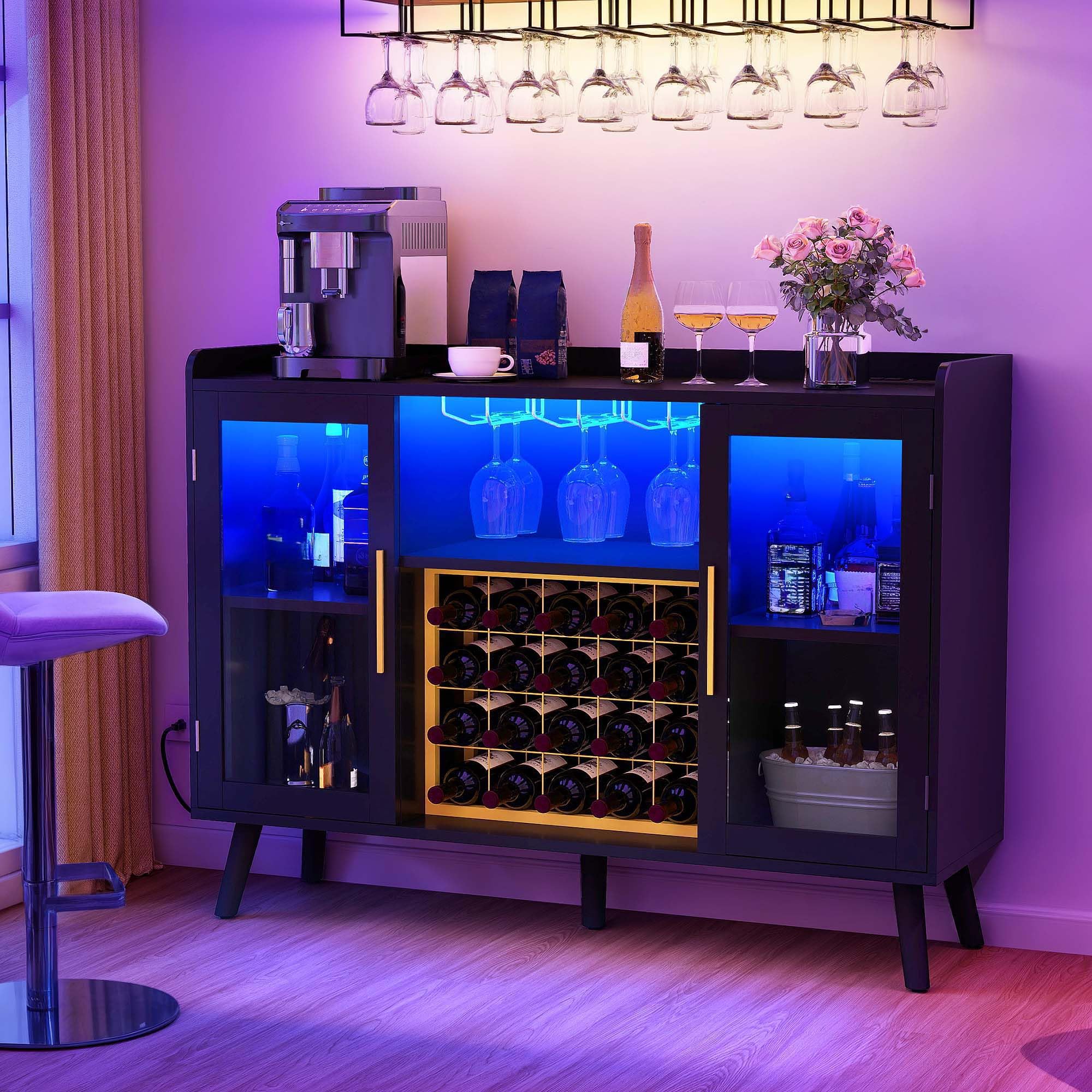 YITAHOME 53" Wine Bar Cabinet, Home Buffet Bar Cabinet for Liquor and ...