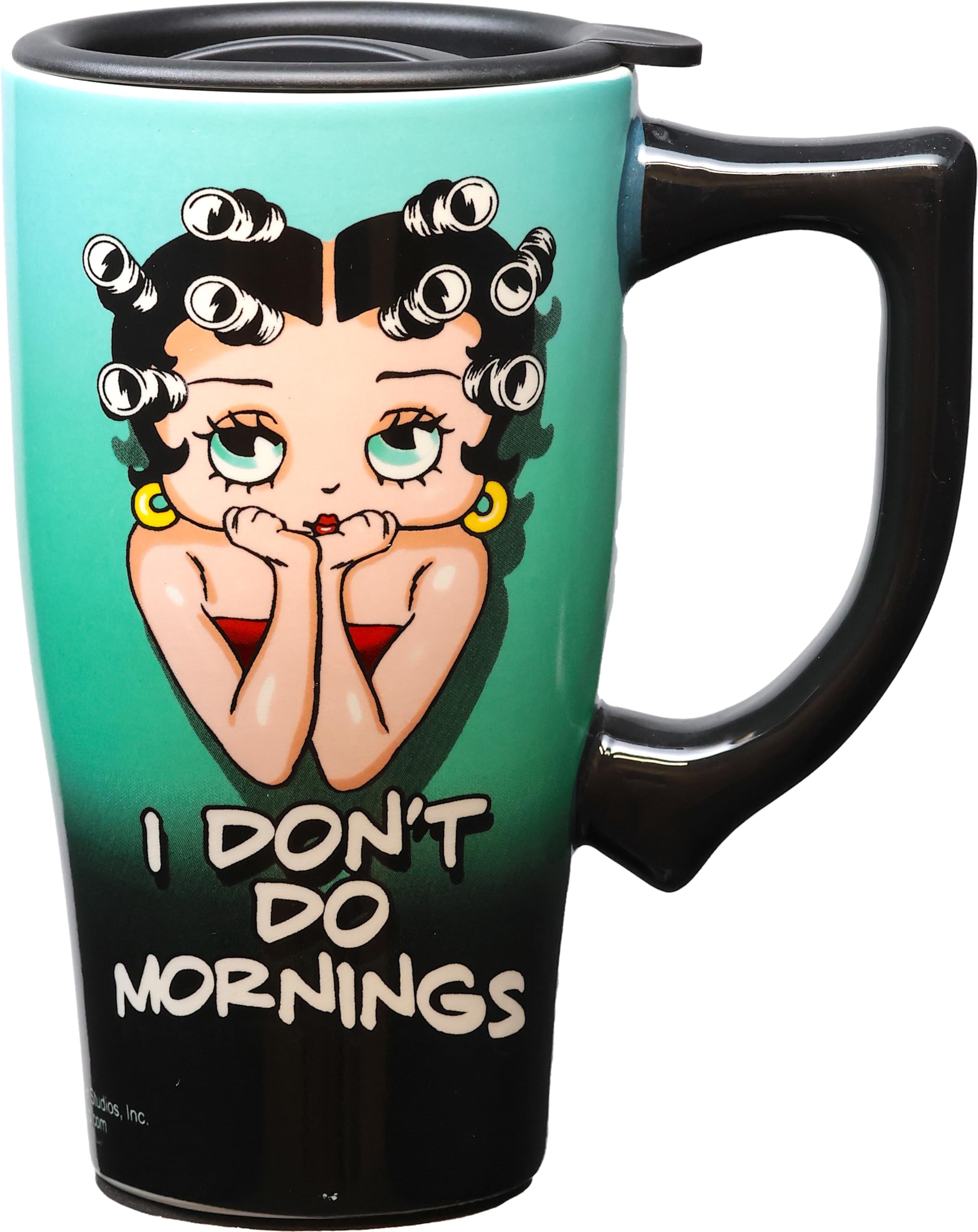 Betty Boop I Don't Do Mornings Travel Mug, Green
