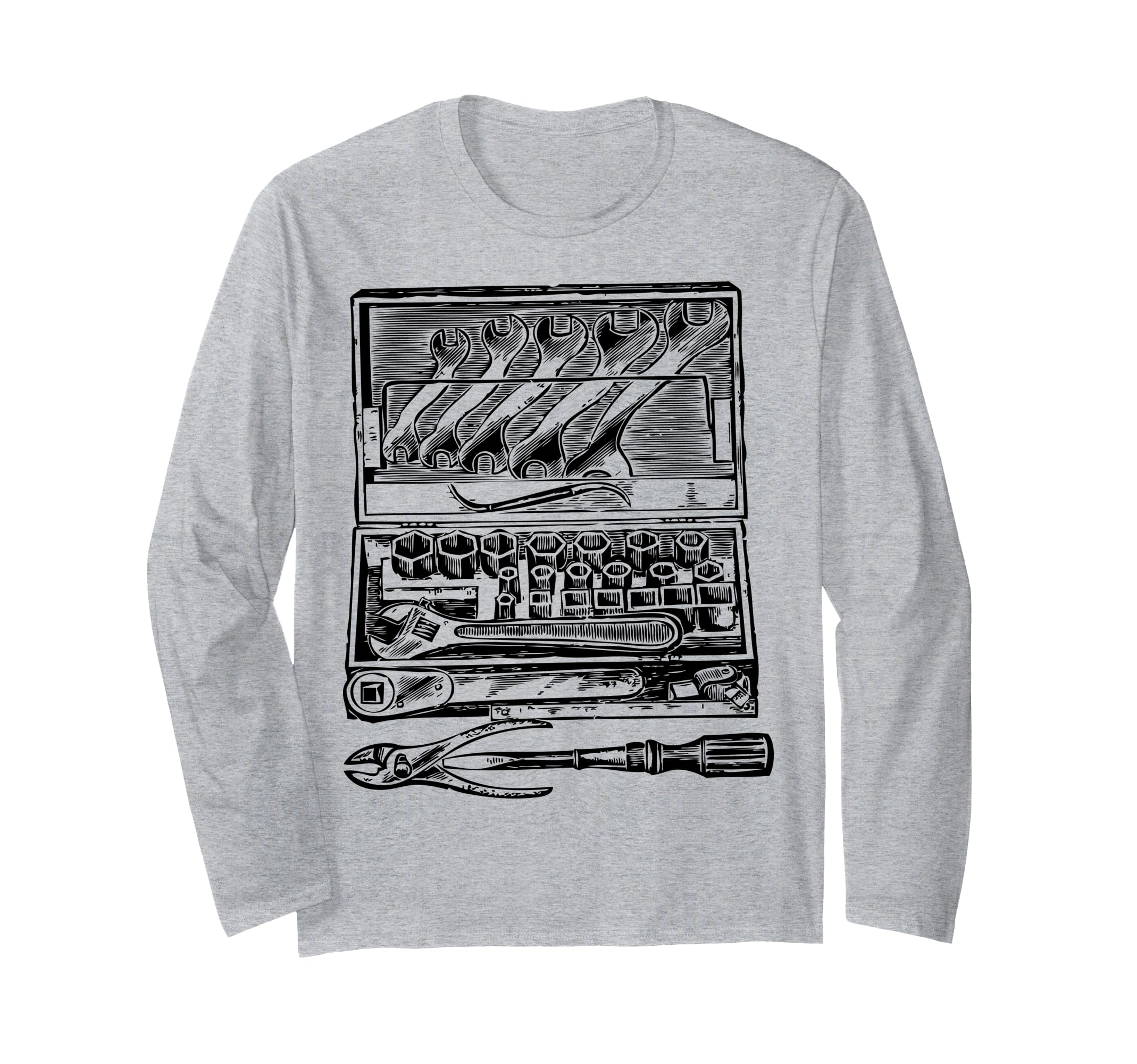 Vintage Toolbox Design Handyman Tools Ratchet Set Long Sleeve T-Shirt