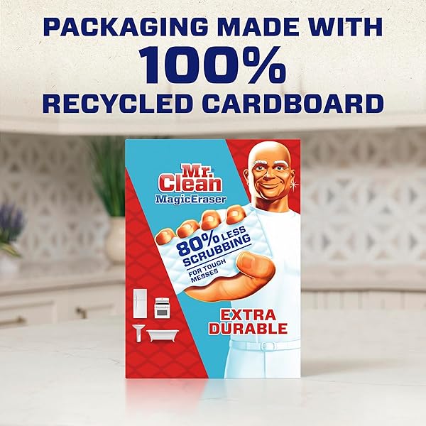 MR. CLEAN MAGIC ERASER EXTRA DURABLE, CLEANING PADS WITH DURAFOAM, 4 COUNT