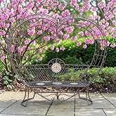 Zaer Ltd. 6.9ft. Montpellier Heart Bench with Mosaic Accent &Eacute;cusson (Antique Bronze)