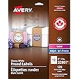 Avery 2" Inch Round Labels, Glossy White, Permanent, 120 Labels, Inkjet/Laser (22807) Made in Canada