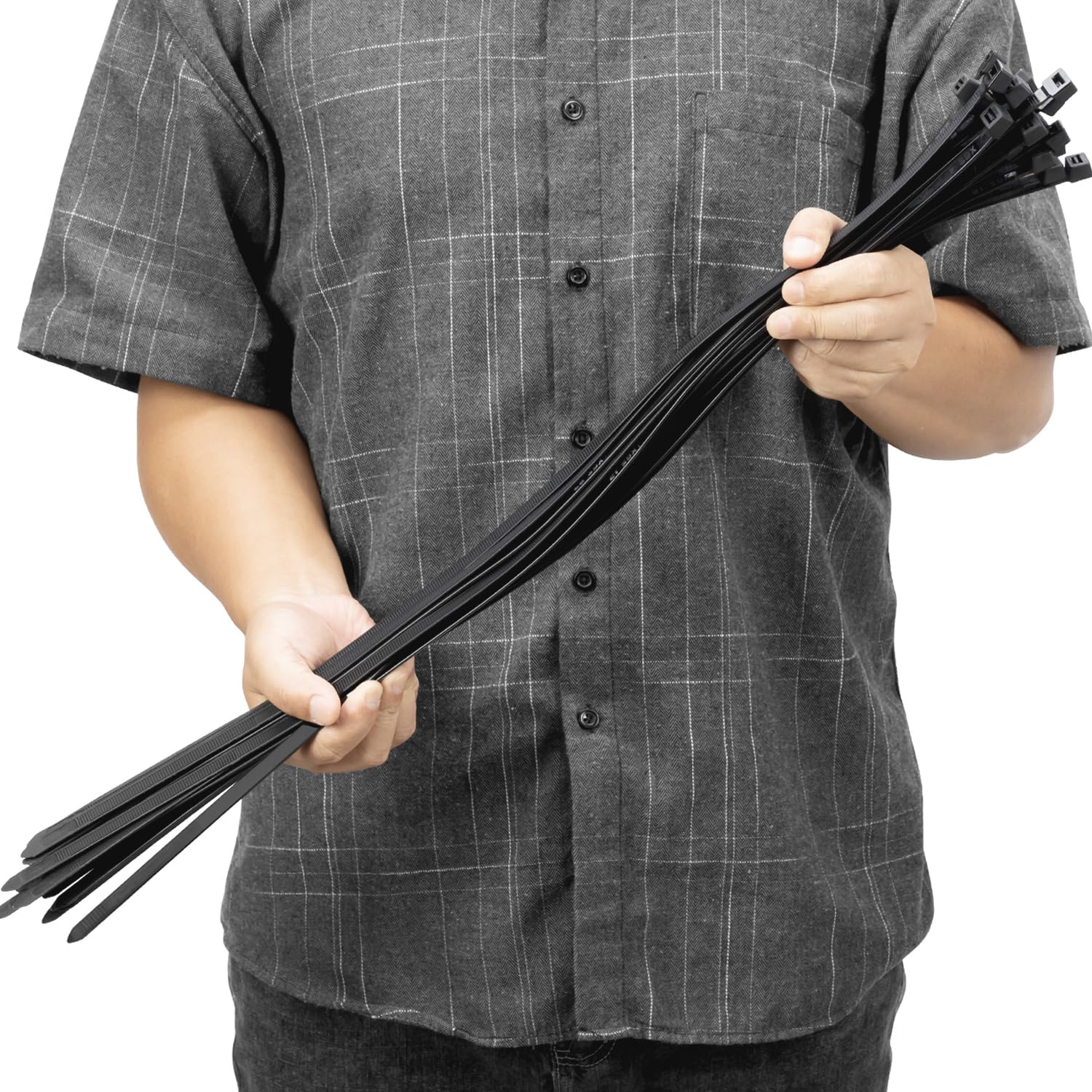 Armpow 24 inch Black Zip Ties Heavy Duty 50 PCS, 250 LBS Ultra Exclusive Strong Plastic Wire Ties, Large Cable Ties Extra Long Tie Wraps, Indoor and Outdoor UV Resistant — image 1