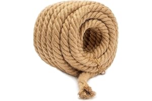 RIEMEX Jute Rope Garden Twine String Indoor and Outdoor DIY Twisted Manila Rope Home Decor Crafts for Gardening Thick Rope Natural Nautical Nemp Strong Jute Rope (25, 3/4 inch)