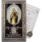 Saint Catherine Of Siena Medal Necklace with Confirmation Dove Charm | St Catherine Of Siena Pendant Jewelry,Holy Spirit Dove Pendant, Lord's Prayer Card | Catholic Patron Saint Of Italy Themed Set