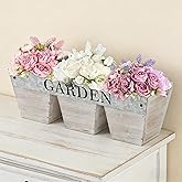 SOFE Small Wood Planter Box, Rustic Porch Rectangle Flower Pot Garden Containers, 11 Inch Long Decorative Planter, Indoor Pat