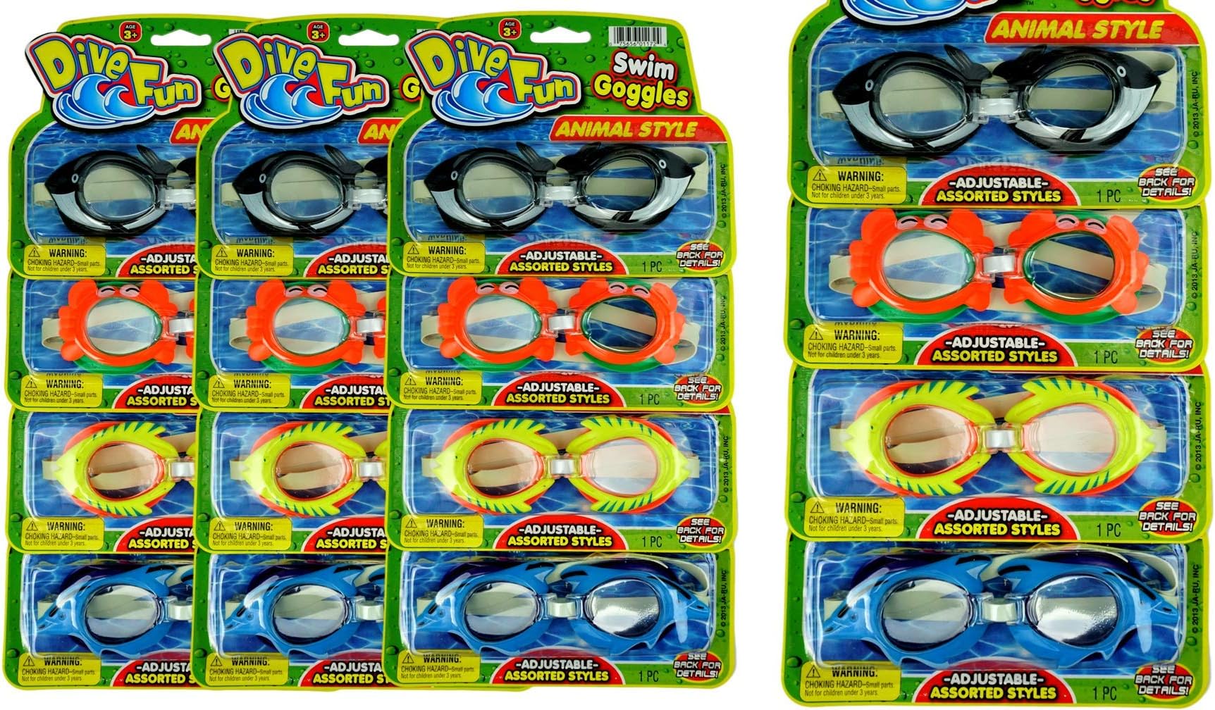 Dive Fun Kids Goggles for Swimming Sea Animals Styles Assorted 1172