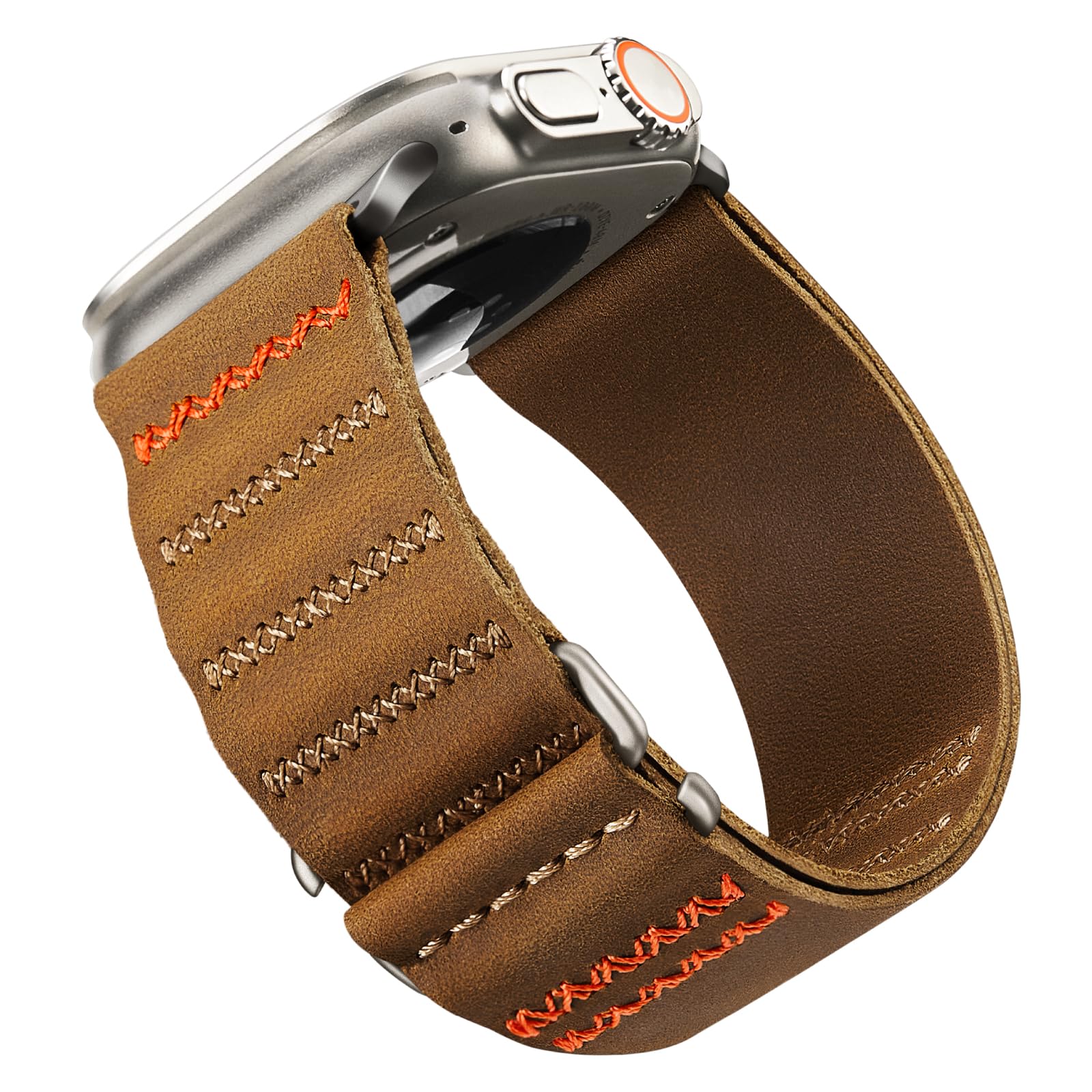 Suitisbest Leather Straps Compatible with Apple Watch Ultra 2 Strap 49mm 46mm 45mm 44mm 42mm Men, Top Grain Genuine Leather Strap with S-Hook for iWatch Series Ultra SE 10 9 8 7 6 5 4
