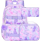 ZLYERT 3Pcs Backpack for Girls Boys, 17 Inch School Bookbag with Lunch Box, Durable Laptop Backpacks Set for Teens College