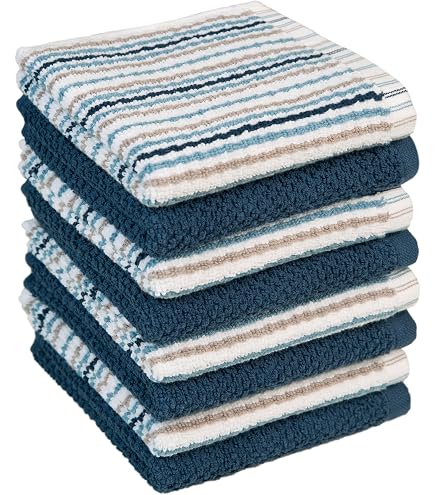 Lot De 8 Torchons Bumble Towels – Noir Et Bleu Marine, Absorbants, Sans Peluche, 30,5 X 30,5 Cm - 4