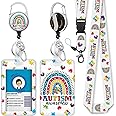 Autism Puzzle Lanyards for Id Badges with Retractable Badge Reel and Card Holder Keychain, Rainbow ID Badge Holder with Breakaway Lanyard, Cute Name Badge Clips for Nurse Teacher Office Gifts