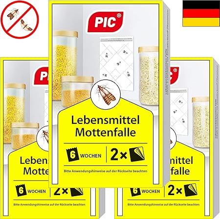 PIC Lebensmittel-Mottenfalle - Dreierpack = 6 Stück - Mittel zur Bekämpfung und Schutz vor Motten in der Küche und Lagerräume