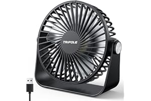 TriPole USB Desk Fan Mini Portable Fan with Strong Airflow Small Table Fan 3 speeds 360°Rotatable Personal Fan for Desktop Home Office Bedroom Camping Outdoor,5.1Inch,4.9ft cable