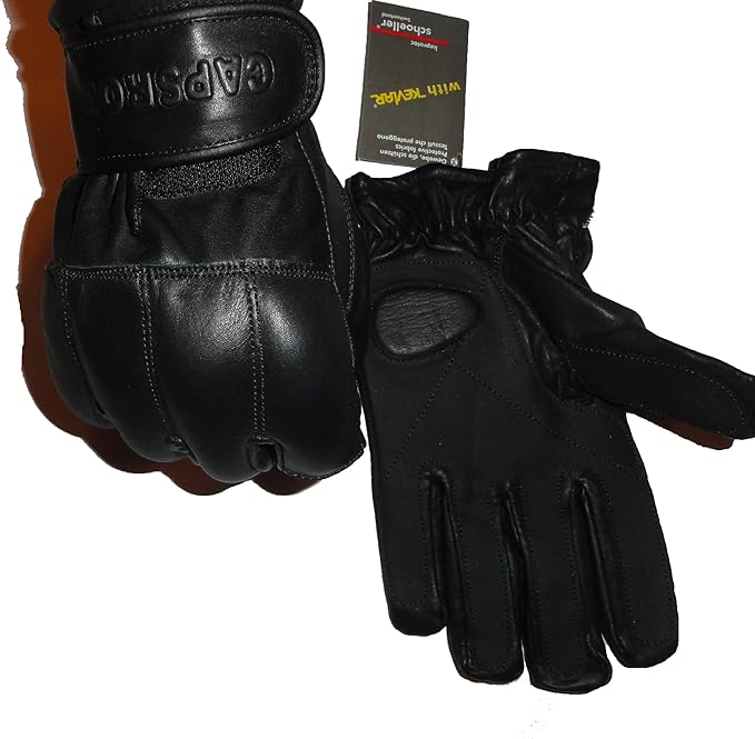 Black Genuine Leather Traditional Sand & Kevlar Gloves Protection