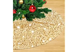 LJIE-HOUSE Gold Mini Christmas Tree Skirts 24 Inches Shimmer Sequins Tree Skirt Velvet Xmas Tree Mats for 4ft Tree Decorations