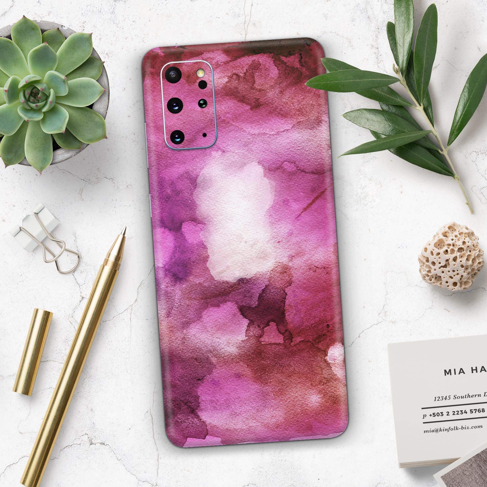 Pink 72 Absorbed Watercolor Texture | Protective Vinyl Decal Wrap Skin Cover Compatible with The Samsung Galaxy Note 8 (Full-Body, Screen Trim & Back Glass Skin)
