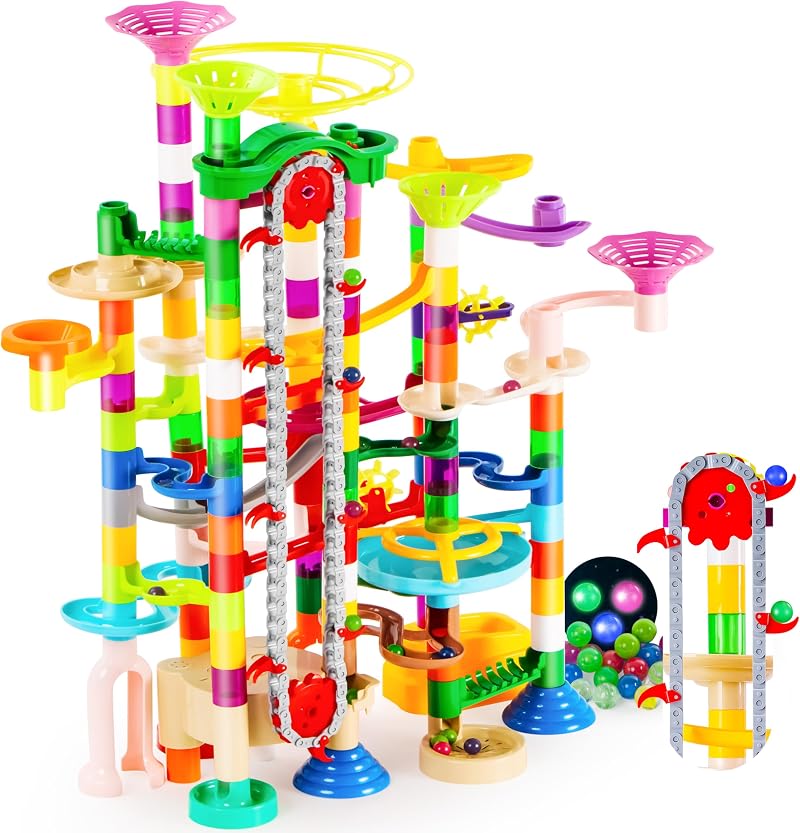 Joyin 236Pcs Glowing Marble Run with Motorized Elevator Toy Set 7+ STEM