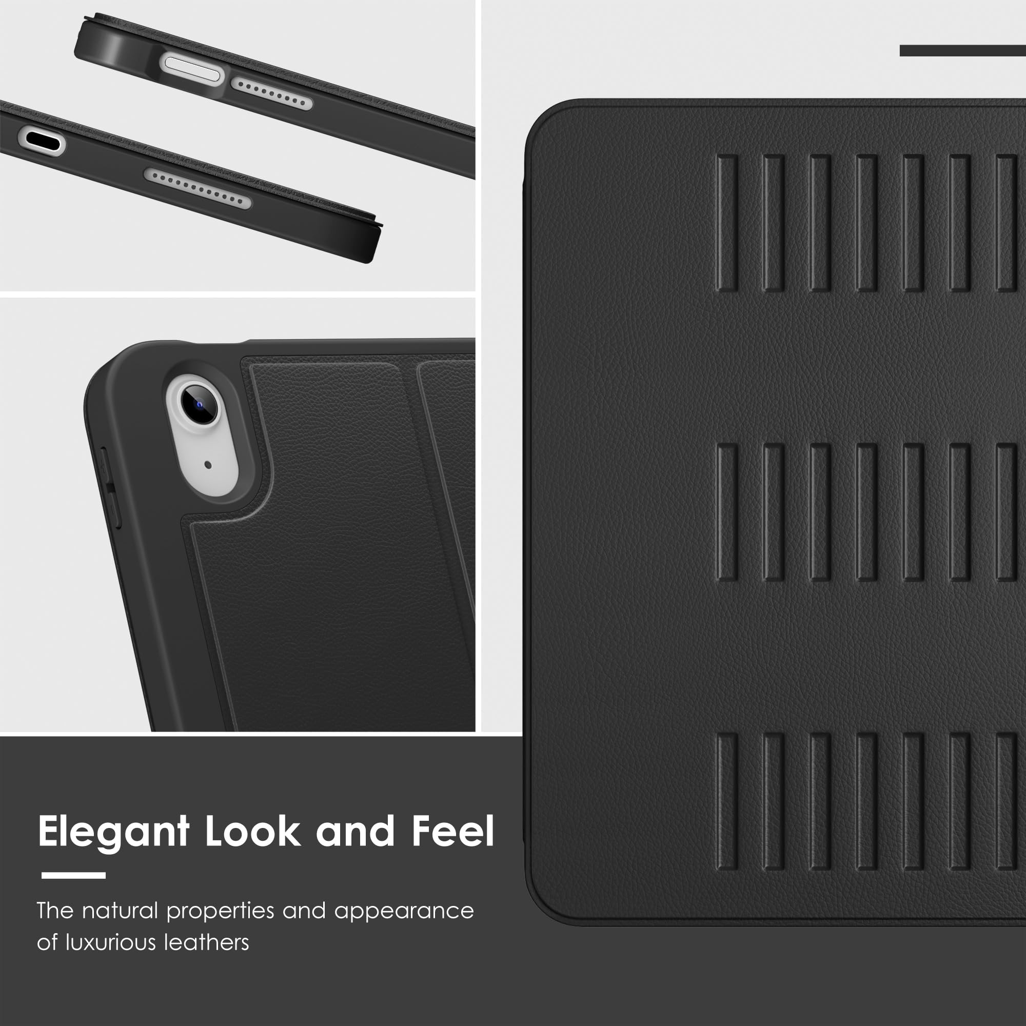 VIKESI Case for iPad (A16) 11-inch 2025 and iPad 10th/11th Generation 10.9 Inch 2022,Multiple Angles Magnetic Stand Cover,Shockproof Back,Pencil Holder,and Auto Sleep/Wake,Black