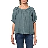 Velvet by Graham & Spencer Womens Jaimi Woven Linen Top