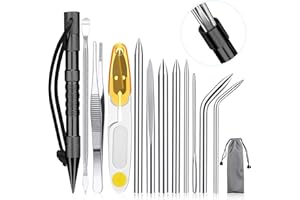 Ferraycle 12-Piece Paracord Tool Set - Stainless Steel Knotter, Marlinspike, Stitching Needles, Smoothing Tool for Leather or Paracord Work (Black)